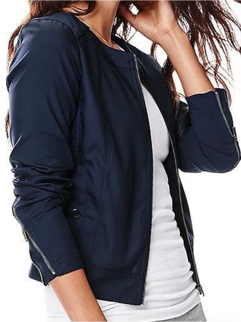 Athleta Left Bank‎ Jacket Navy Zip Lightweight Stretch Coat L